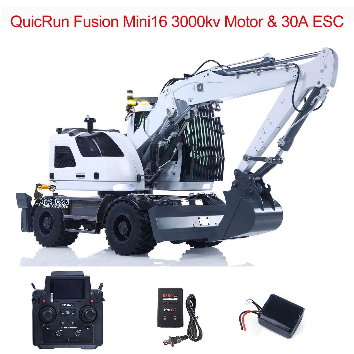 RTR 8CH Valves 1/14 RC Hydraulic Excavator LR914 4x4 Wheeled Digger Differential Lock Hobbywing Brushless Motor ESC Sound System