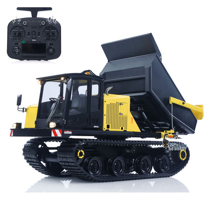 Upgraded Super Frog T14R Panther 1/14 Remote Control Hydraulic Crawler Dumper RC Metal Tracked Tipper Truck Frsky X14 Radio