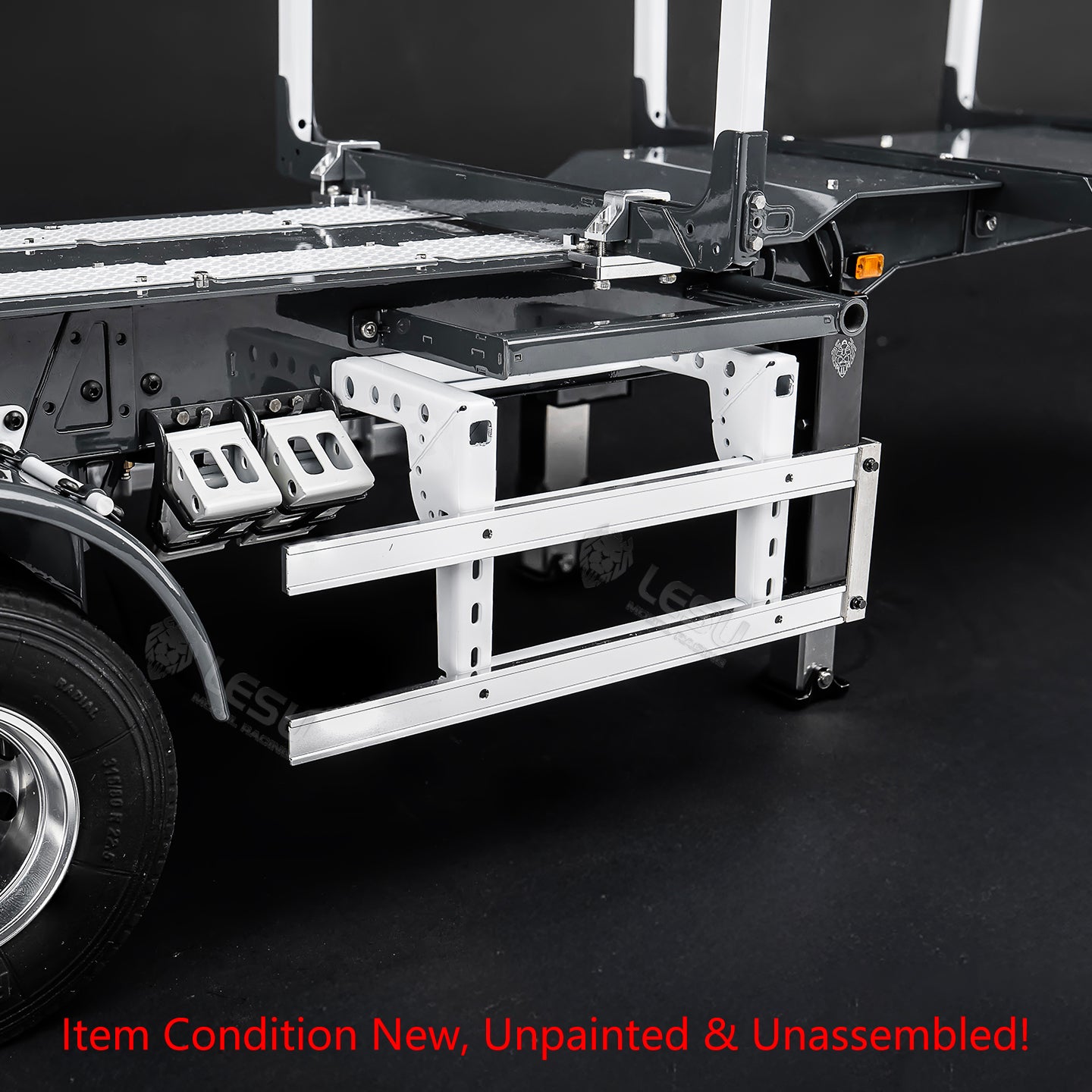 LESU 1/14 Metal RC Log Semi Trailer KIT Wood Transport Vehicle Light Electric Drum Brake Lifting Leg for TAMIYA Tractor Dumper