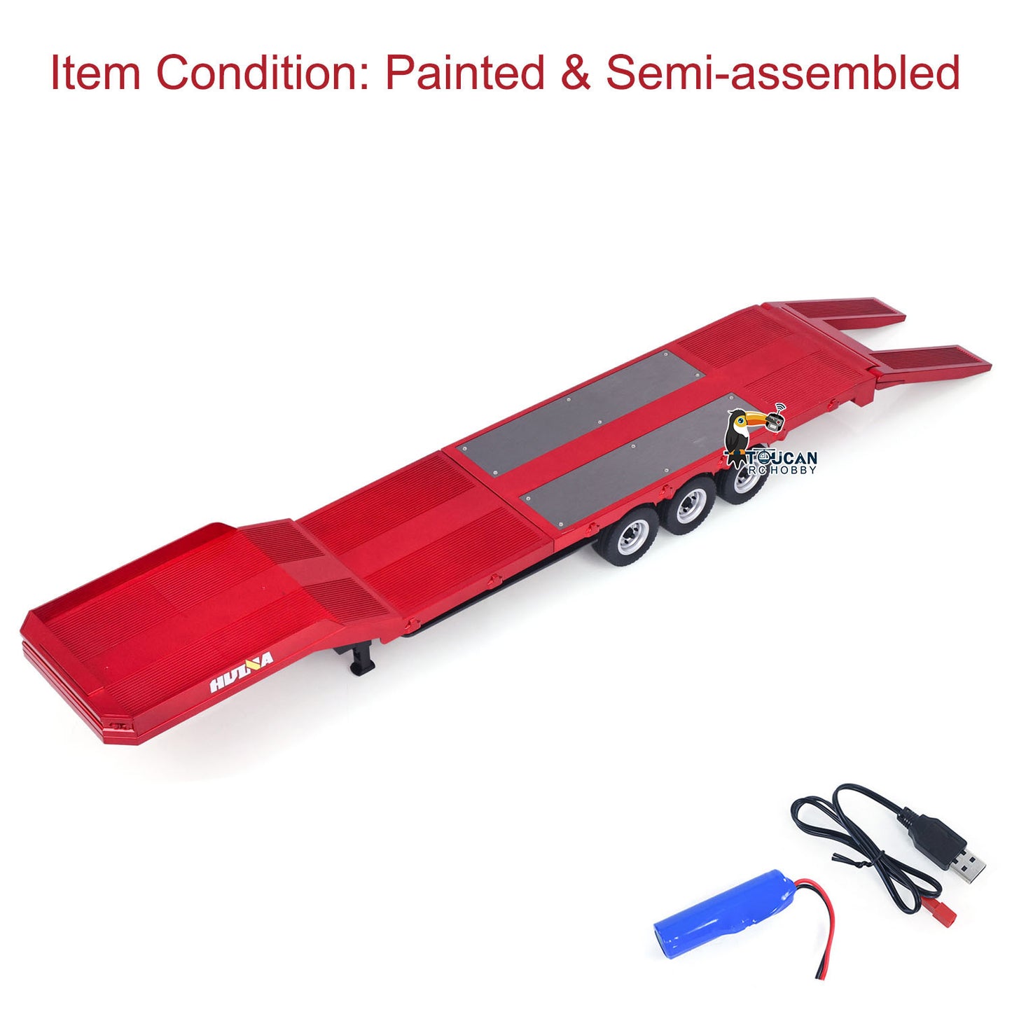 Fast Free Shipping 3 Axle Plastic Semi Trailer Flatbed 1502 for 1/18 Remote Control Tractor Truck HUINA 1501 RC Lorry Car Model Upgrade Parts