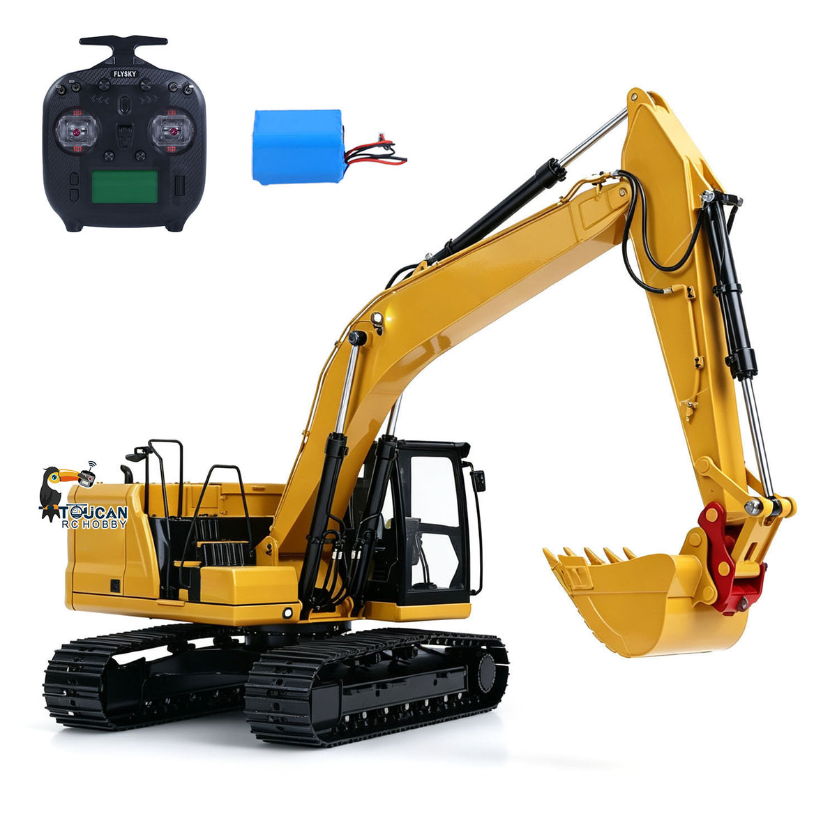 TOUCAN RC HOBBY Metal 1/14 Remote Control Hydraulic Excavator 320 3Ways Valve RC Digger Engineering Vehicle ST8 Radio Lights Battery RTR Model