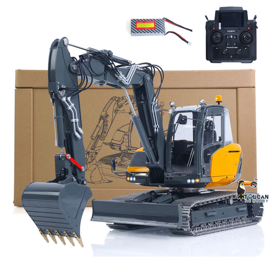 RTR LESU 1/14 Metal RC Hydraulic Excavator MC15 4Arms Remote Control Digger 15MC 9 Valves Dual Pumps Light Sound PL18EV Lite