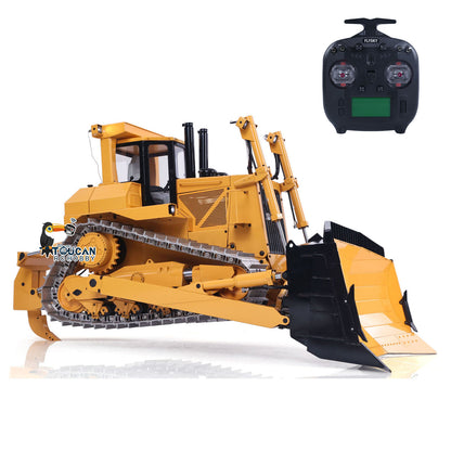 JDModel 98Ultra 1/14 RC Metal Bulldozer 4CH Valve Hydraulic Construction Vehicle FlySky ST8 Radio Controller Sound Light System for Hobby Collectors
