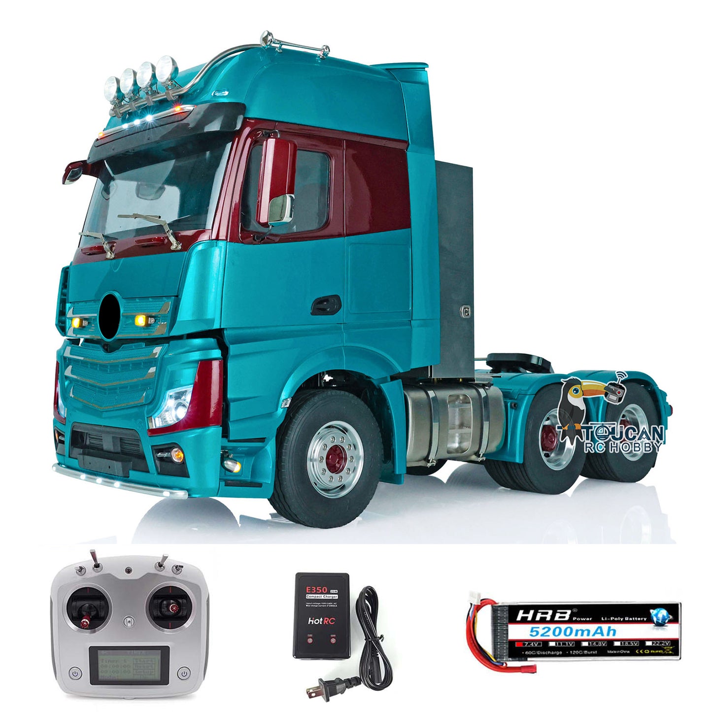TOUCAN 1/14 RC Tractor Truck RTR/PNP Remote Control Lorry Vehicle 3363 1851 6x6 Metal Chassis 140401A High Roof Cab Shell 3Speed Gearbox Light Sound Electric Wiper