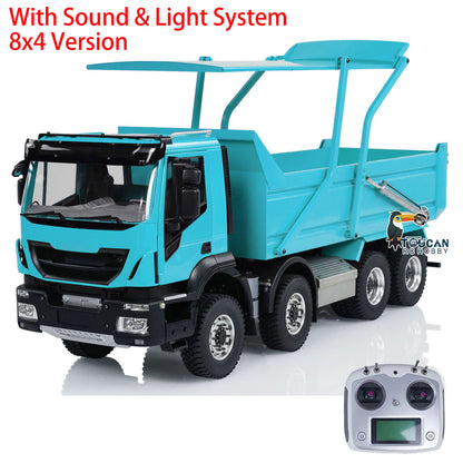 IN STOCK Metal 1/14 8x4 Hydraulic Flip-over Cover RC Tipper Truck Remote Control Dump Car LED Lights Sound System Assembled Painted