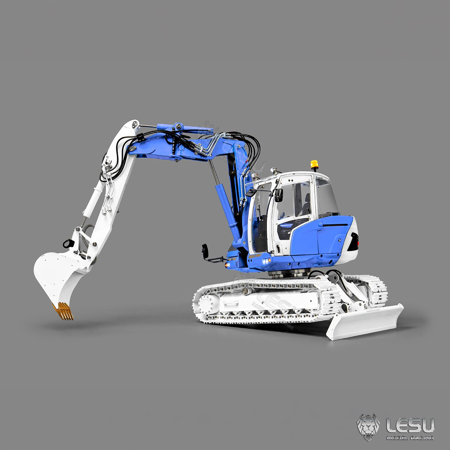 LESU 1/14 Metal RC Hydraulic Excavator MC15 4Arms Remote Control Digger 15MC 9 Valves Dual Pumps Light Sound PL18EV Lite