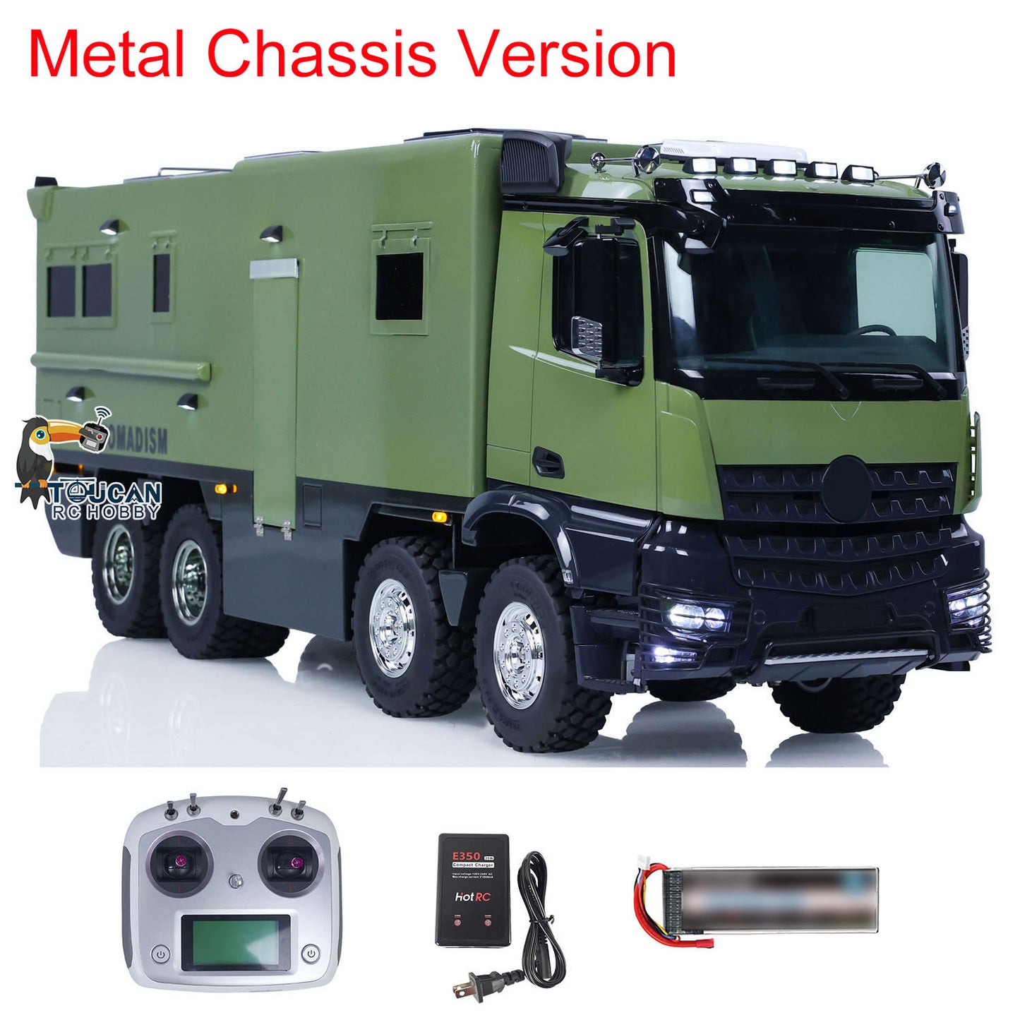 1/14 8x8 Metal Chassis RC Recreational Vehicle Remote Control Touring Cars Simulation Hobby Model Painted Assembled