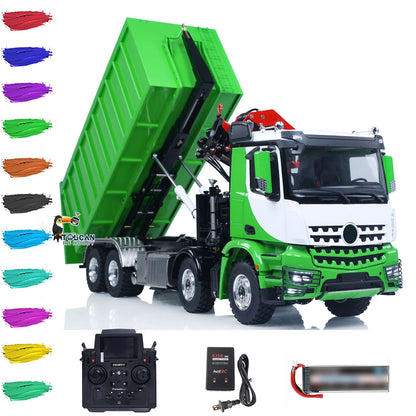 LESU Z0017 1/14 Metal Hydraulic 8x8 RC Dump Truck with Crane 2 Transmission Differential Axles Brushless ESC Sound Light System