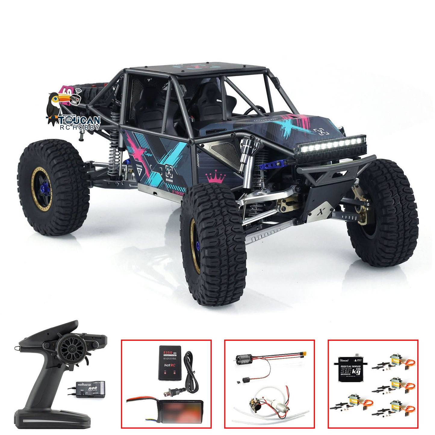 US Stock Capo U4 Queen 1/8 RC Crawler Light Sounds Smoke 2 Speed Radio Control Racing Vehicle CD1582X