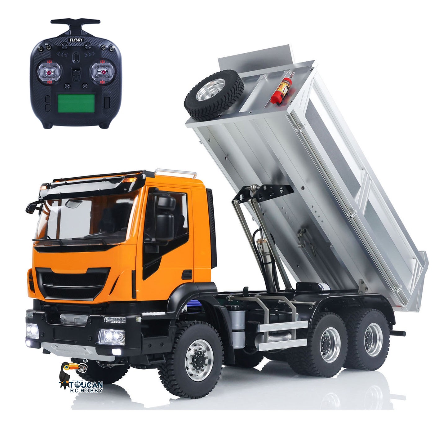 MODO 1/14 6x6 Metal Hydraulic RC Dumper Truck Remote Controlled Simulation Car Hobby Models 2-speed Gearbox ESC Servo