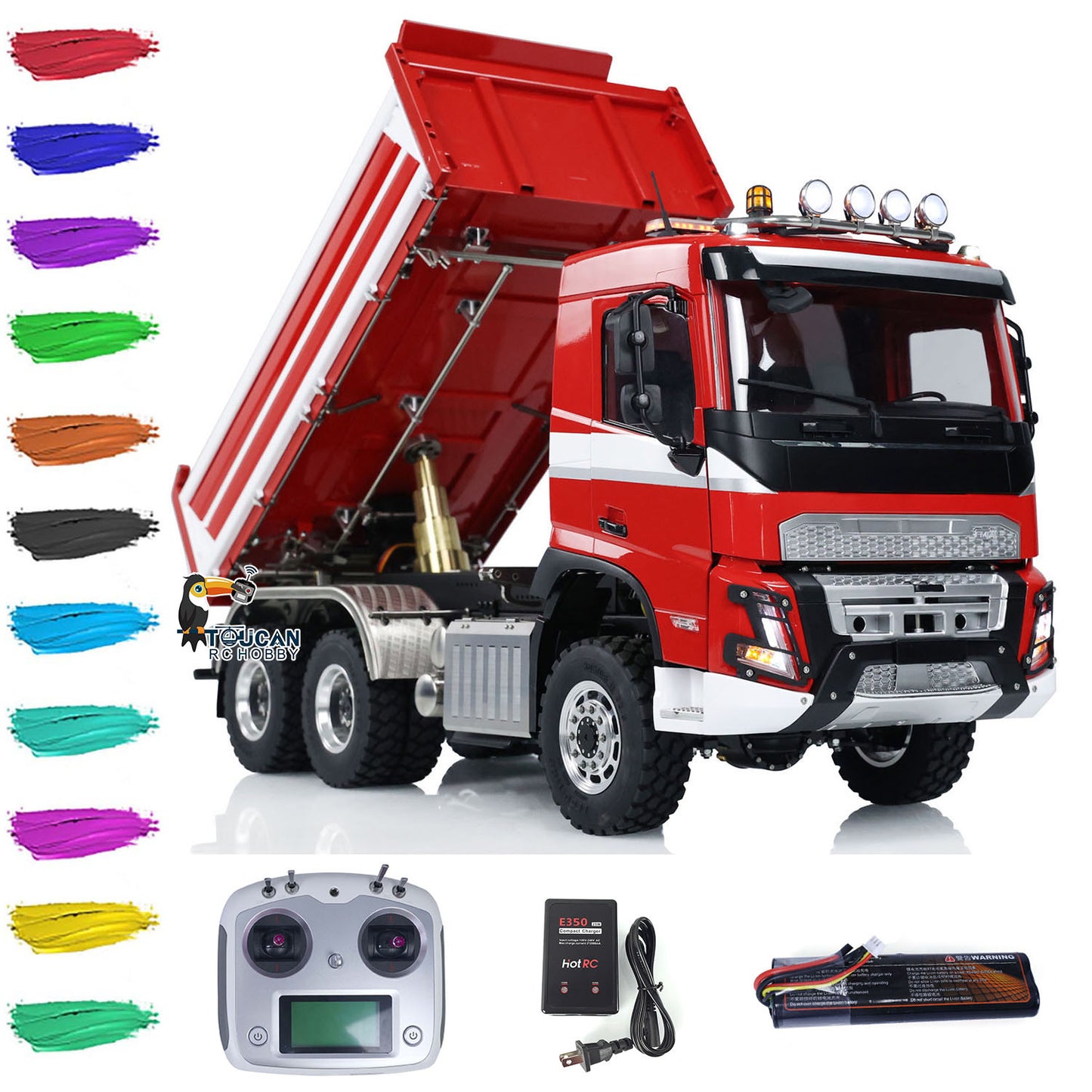 LESU A0009 1/14 Metal 3 Ways 6x6 RC Hydraulic Dump Truck with 3 Speed Transmission Differential Lock for Construction-Themed Courses