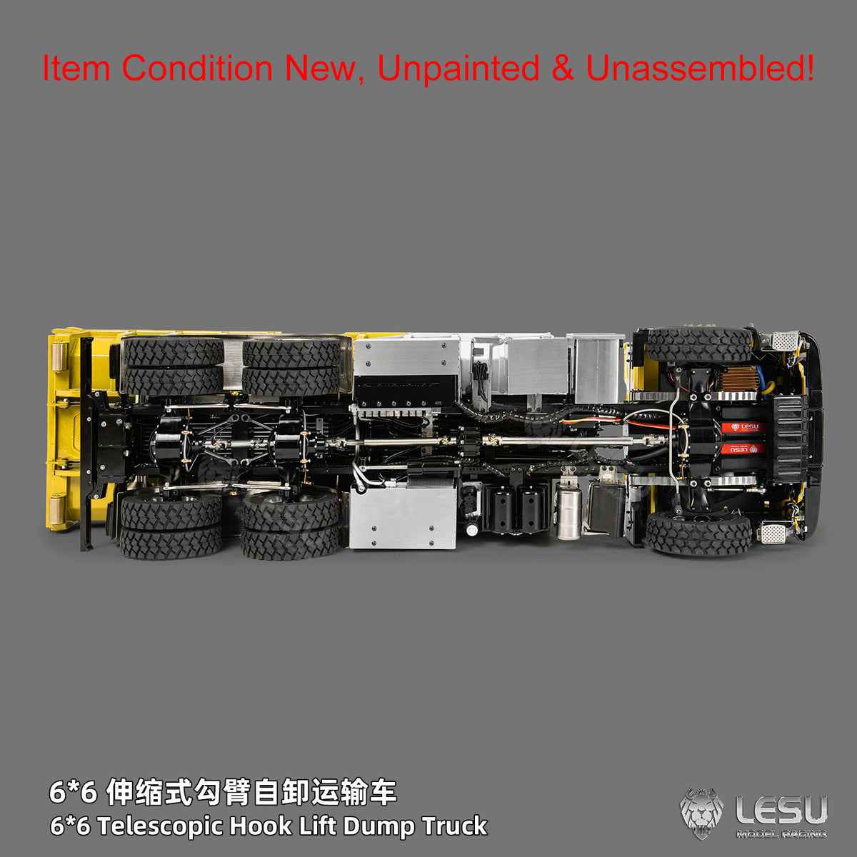 TOUCAN RC HOBBY LESU Z0094 1/14 Metal 6x6 RC Hydraulic Roll on off Dump Truck Telescopic Hooklift Transport Vehicle with 3Speed Transmission 5CH Valve Light Sound