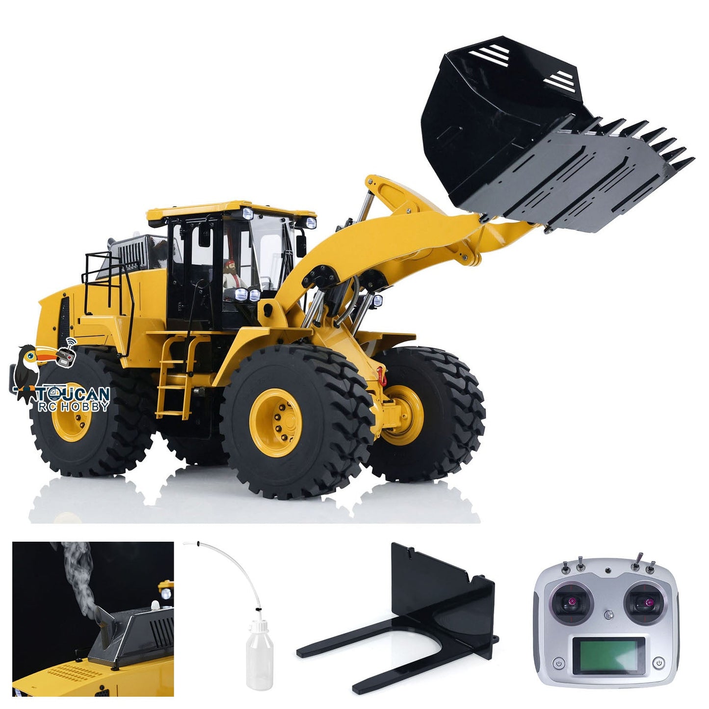 1/14 Scale Metal 470 Hydraulic RC Heavy-duty Loader Radio Control Construction Vehicle Smoke Sound Light Painted Assembled Wheel Loader Model