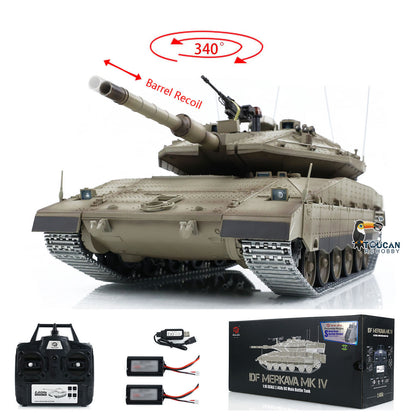 1/16 RC Tank Heng Long Merkava MK IV 3958 Remote Control Battle Tank Upgraded Metal Sprockets Smoke BB Shooting Dual Battery