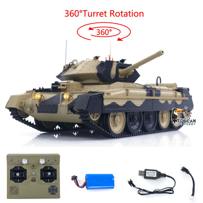 Fast Free Shipping for EU 1/16 2.4G RC Military Tank CoolBank Crusader MK III Wireless Control Battle Tank Model 360??Turret Rotary Smoke Sound Lights RTR