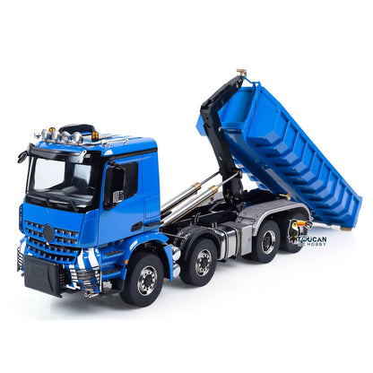 1/14 Remote Control Hydraulic Full Dumper 8*8 5 Valves RC Roll On Off Tipper Engineering Vehicle Differential Locks No Charger