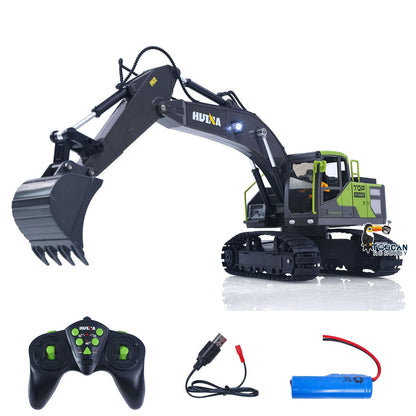 US Stock RTR HUINA 1/18 Electric RC Excavator 1661 Remote Control Digger Finished Model Battery Light Effects Metal Bucket No Sound