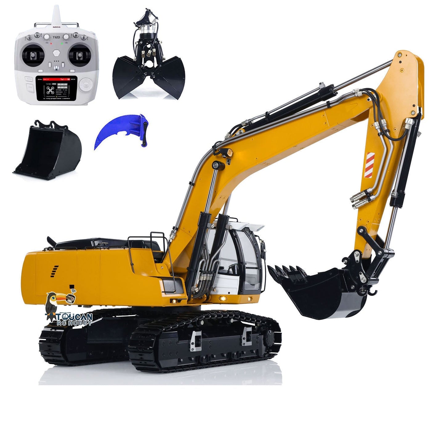 TOUCAN RC HOBBY MTModel 946 1/14 Metal RC Hydraulic Excavator Remote Control Engineering Vehicle 5CH Directional Valves Clamshell Bucket Ripper