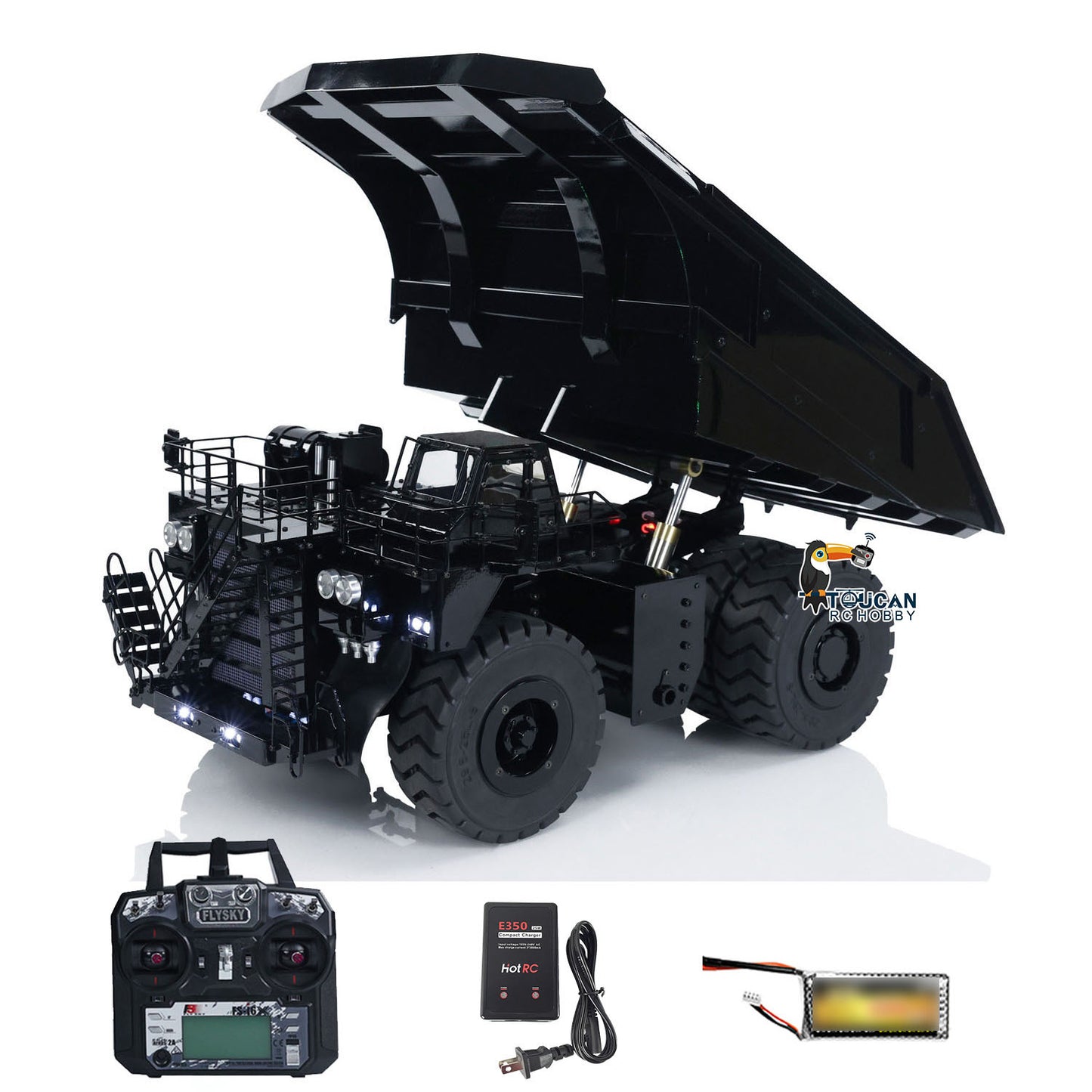 Toucanhobby 793D 1/20 Metal Hydraulic Dump Truck Model 2Speed Transmission 4 Wheel Spring Suspension Lights 21KG Heavyweight No Sound System