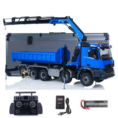 1/14 RC Hydraulic Crane Dumper Truck 10x10 Full Dump Car Model 3-speed Gearbox with U-shaped High Standard Bucket Timber Flatbed