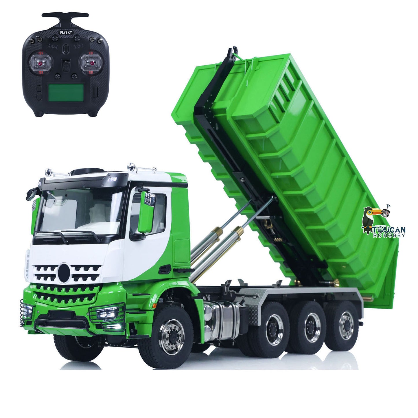 Toucanhobby G88 1/14 Metal 8x8 RC Hydraulic Roll on off Dump Truck RTR Waste Bin 3 Speed Transmission Differential Lock Rear Axle Steering Light Sound for Construction Collectors