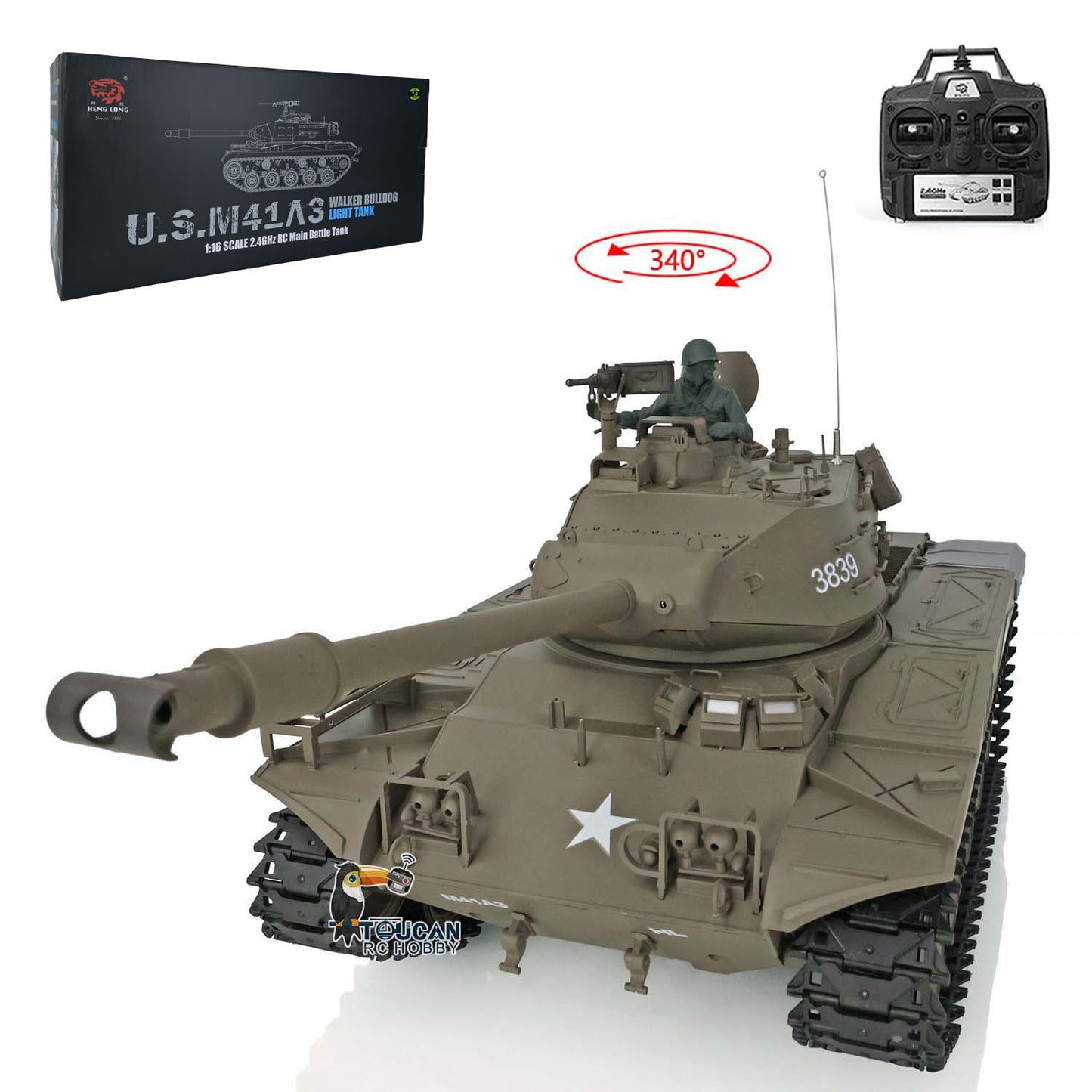 US Stock 2.4Ghz Henglong 1/16 Scale 7.0 Plastic Walker Bulldog RTR RC Tank Remote Control Panzer Military Model 3839 Infrared Combating