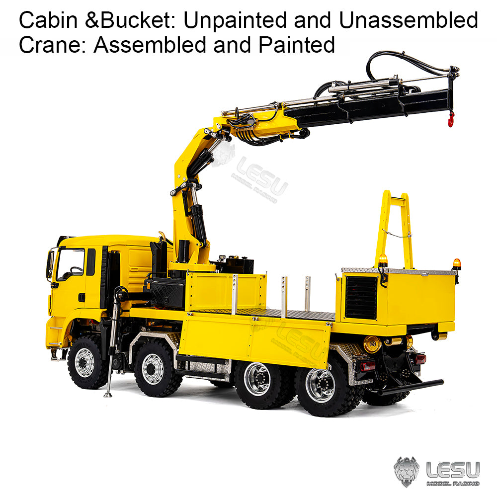 LESU 1/14 RC Hydraulic Roll on off Dumper Truck Crane Unassembled Plastic TGS Cabin Metal 8x8 Chassis Electric Tipper Axles Lock