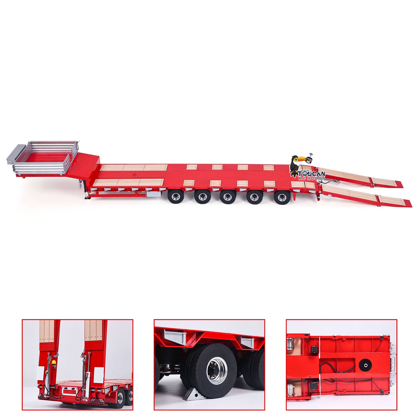 In Stock 5 Axles Steering LESU 1/14 Metal Semi Trailer Hydraulic Lifting Tailboard Electric Support Legs for DIY RC Tractor Truck Model