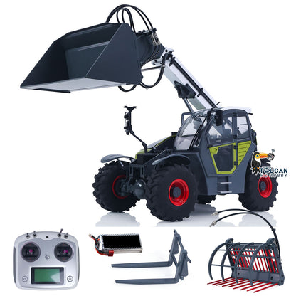 JDM-128 1/14 Metal RC Forklift Multifunctional Telescopic Hydraulic Construction Vehicles 4-Way Vavles Differential Lock 2Axles Steering