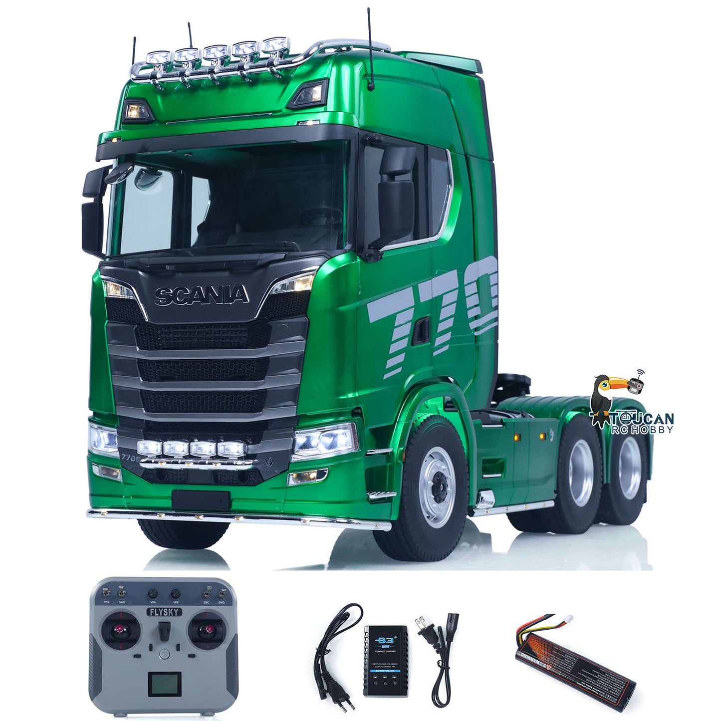 RTR TOUCAN 1/14 Romote Control Tractor Truck 770S 6*6 2Speed RC Lorry Car Axle Locks Openable Door Lights Sounds Smoke Unit