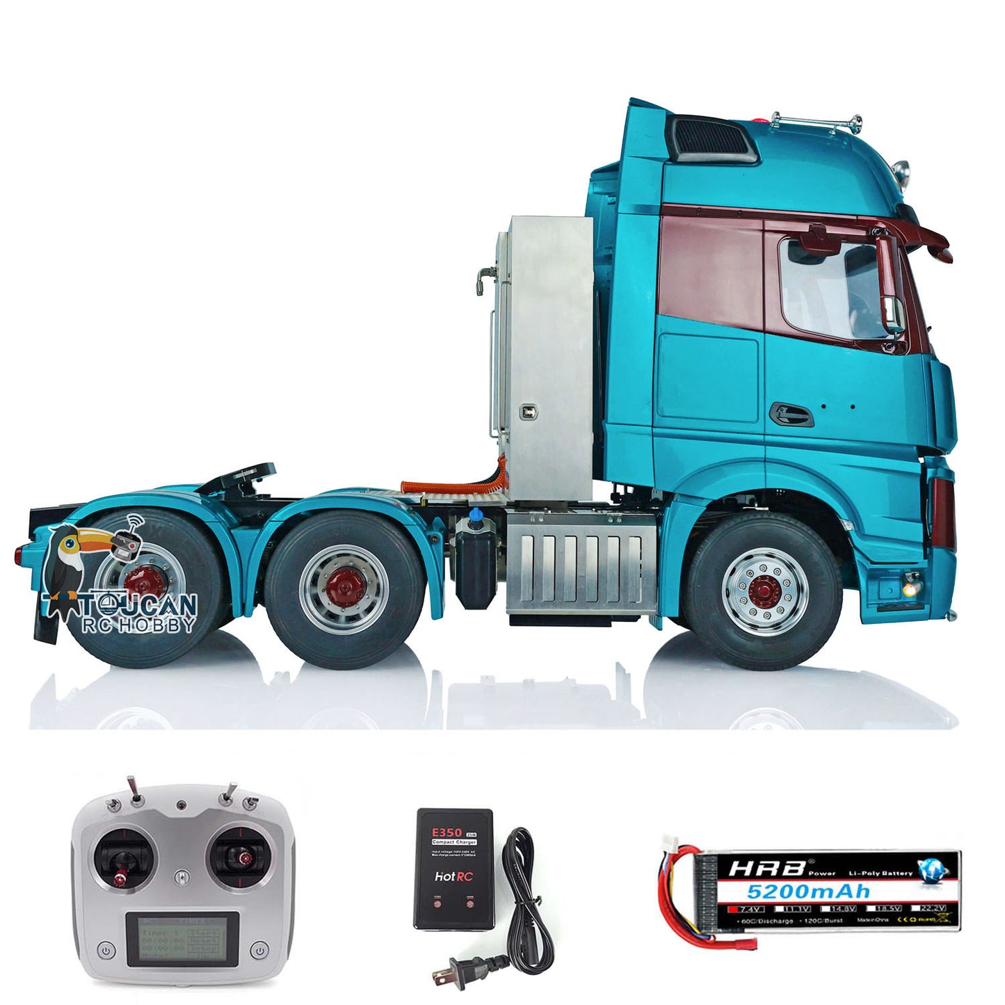 TOUCAN 1/14 RC Tractor Truck RTR/PNP Remote Control Lorry Vehicle 3363 1851 6x6 Metal Chassis 140401A High Roof Cab Shell 3Speed Gearbox Light Sound Electric Wiper