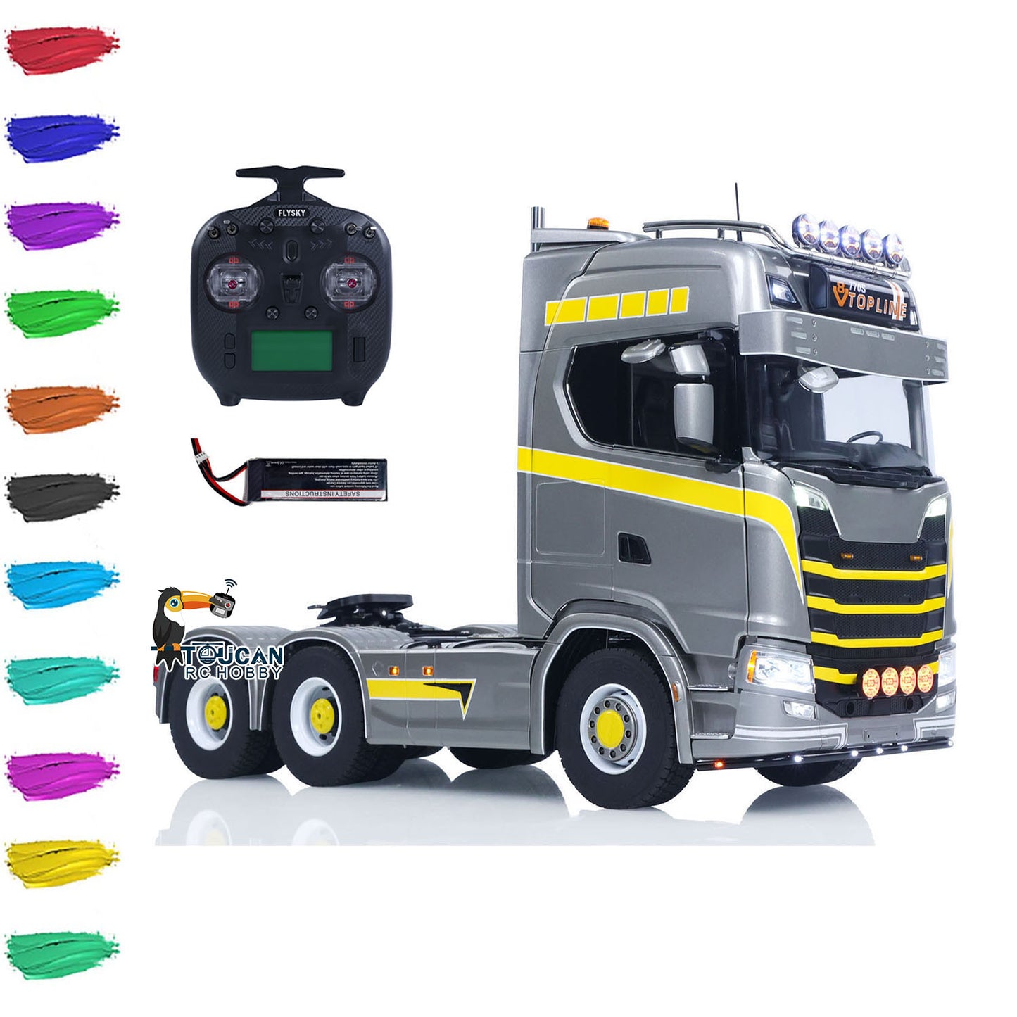 TOUCAN 1/14 RC Tractor Truck 770S RTR 3Speed Lorry 6X6 Metal Chassis Axle Locks Smoke Sound Light Chassis Suspension ST8 Battery