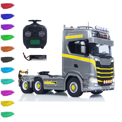 TOUCAN 1/14 RC Tractor Truck 770S RTR 3Speed Lorry 6X6 Metal Chassis Axle Locks Smoke Sound Light Chassis Suspension ST8 Battery