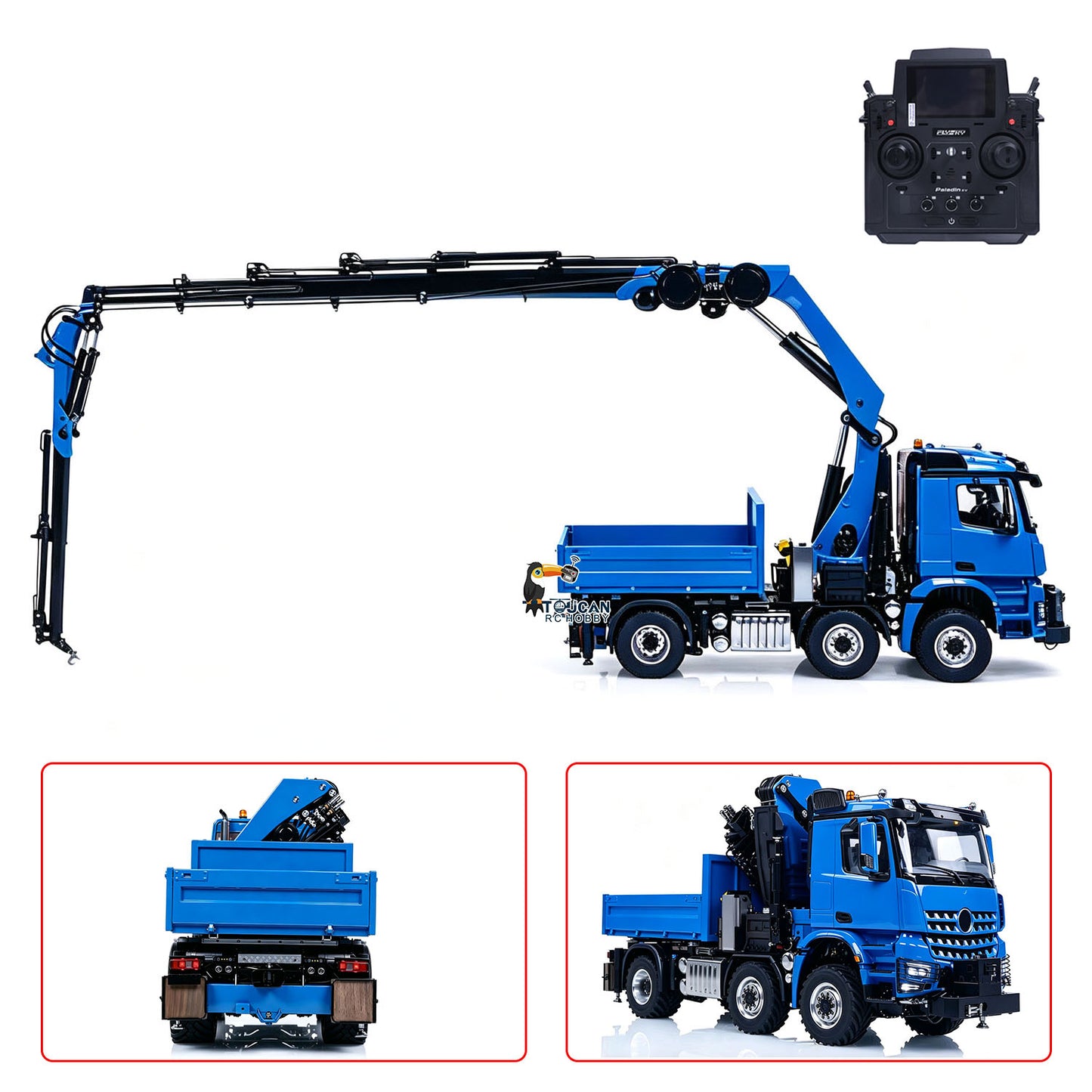4151AK 1/14 Metal RC Agriculture Tractor Truck 6x6 Farm Lorry Hydraulic Crane Fly Jib Arm 3-Speed Gearbox Sound for Model Collector