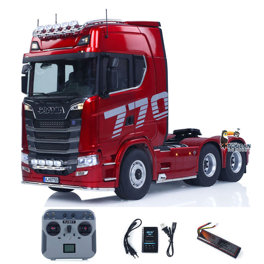 In Stock KABOLITE Metal 1/14 770S 100 RC Tractor Truck 6x6 Remote Control Lorry RTR Car Model 2Speed Gearbox Differential Lock Battery Radio System Light Sound