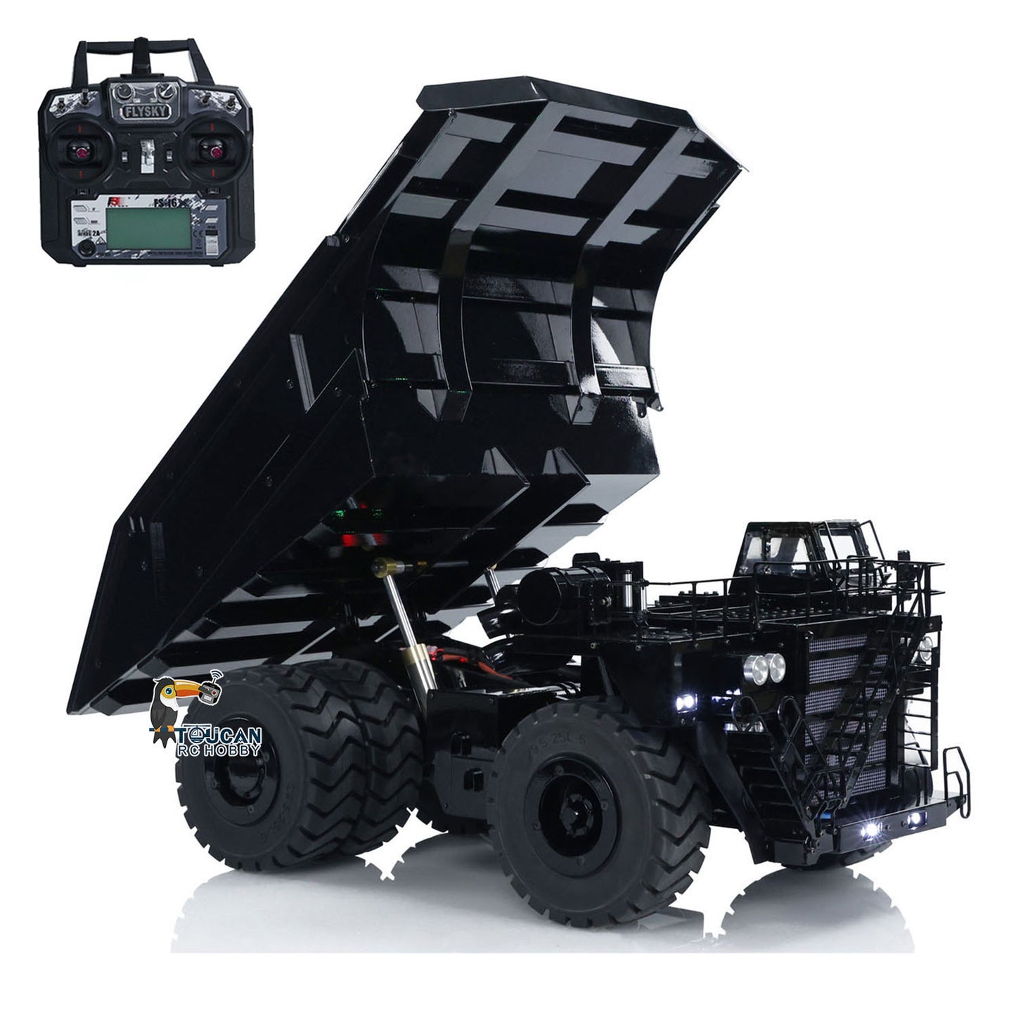 Toucanhobby 793D 1/20 Metal RC Hydraulic Mining Truck FS-i6X Radio Controller Spring Suspension Differential Rear Axle Light Warning Sound for Construction Model Collectors