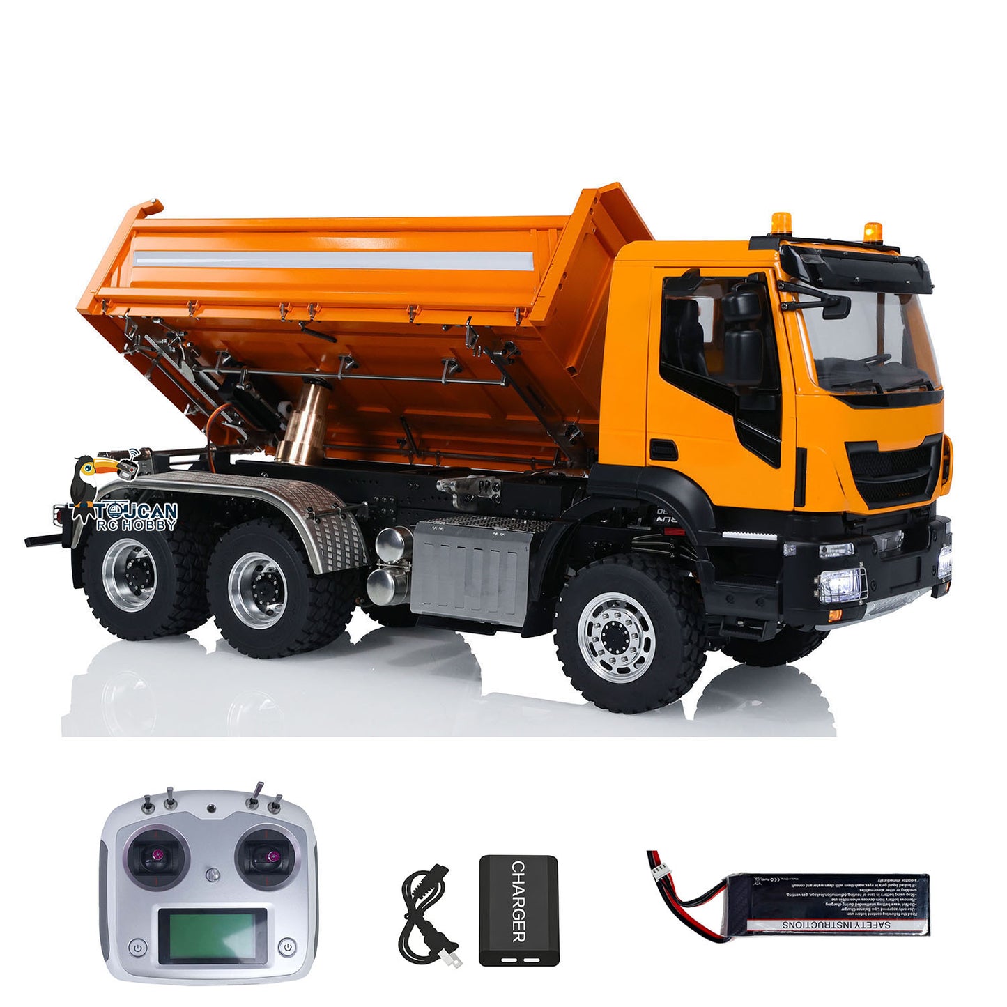 Customized LESU Metal 6x6 1/14 RC Hydraulic Equipment Dumper Car 3-way Radio Controlled Dump Truck Construction Vehicle DIY Model