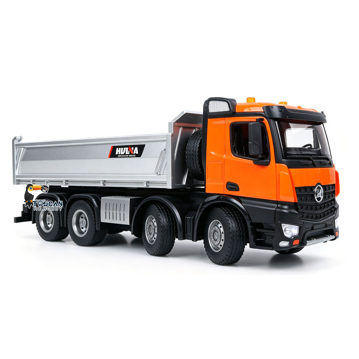 TOUCAN RC HOBBY HUINA 1/14 Metal Remote Control Dump Truck 1536-1 8X8 Electric Lifting RC Tipper Finished Model RTR Light Sound Effects Battery