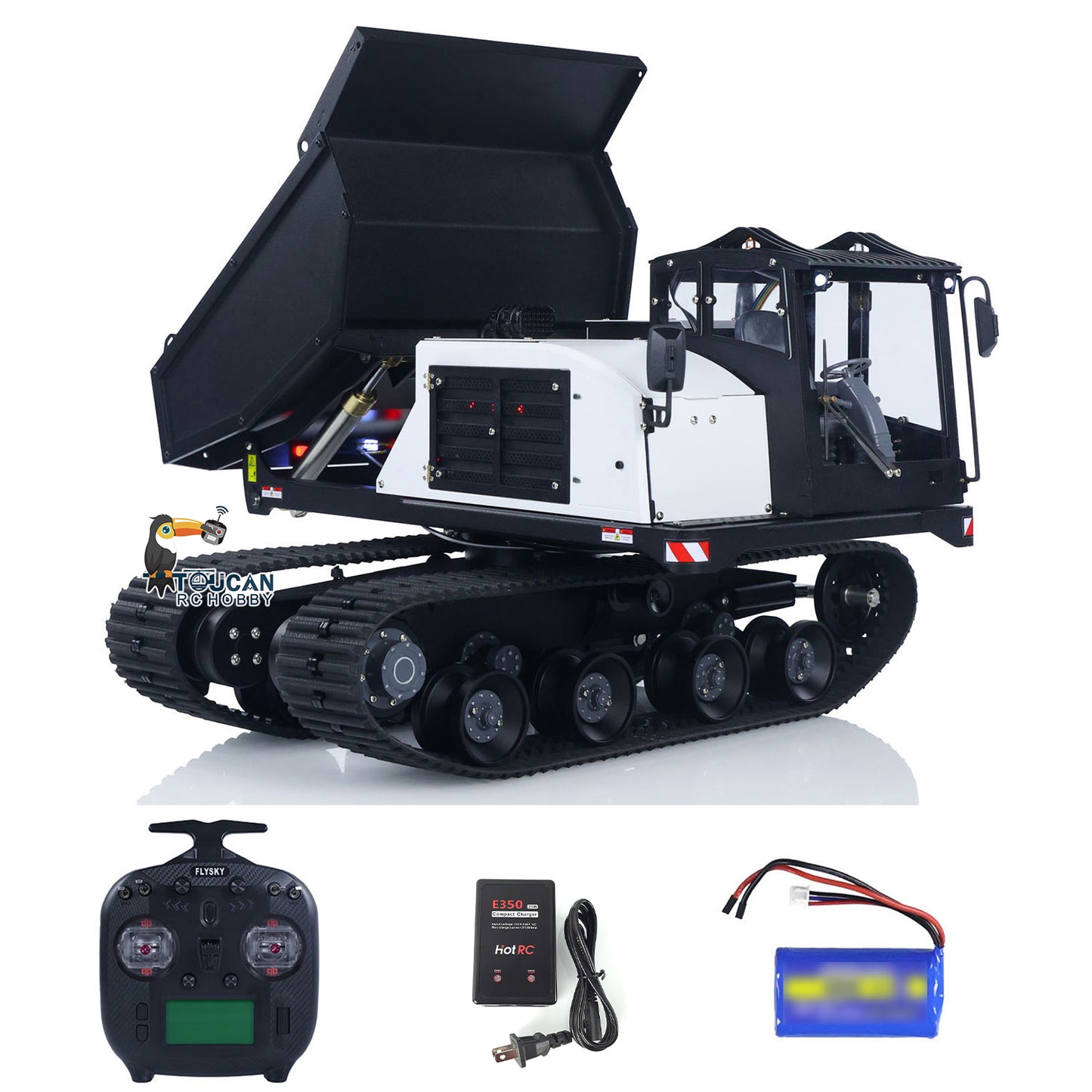 Metal 1/14 RC Hydraulic Crawler Dump Truck T14R Radio Controlled Tracked Tipper RTR Construction Vehicle ST8 Light Sound Battery