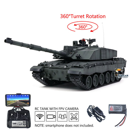 TOUCAN RC HOBBY Heng Long 1/16 TK7.0 Customize 3908 Challenger II RTR RC Tank FPV 360 Degrees Turret IR BB Smoke Metal Tracks Road Drive Idler Wheels