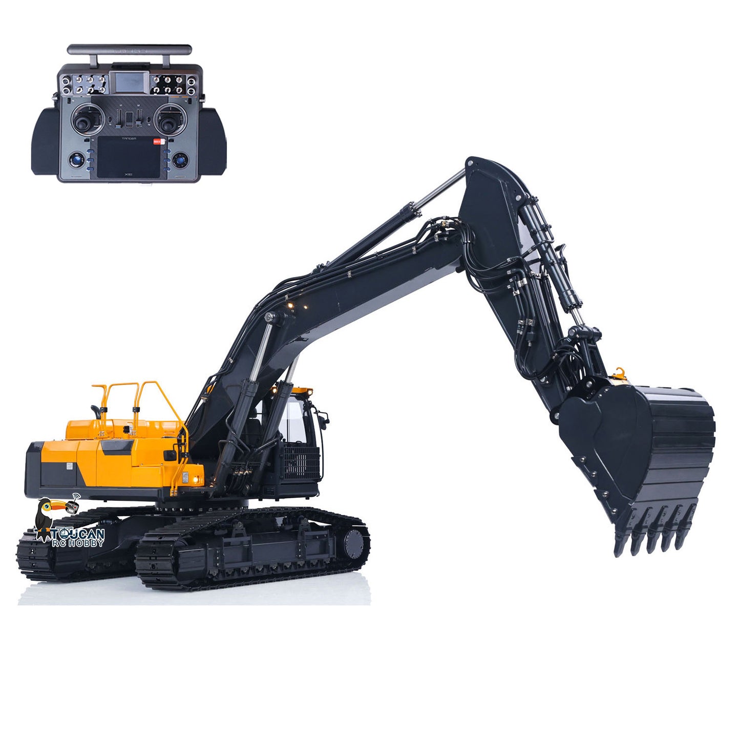 Flash Sale Metal 1/14 Super Frog Remote Control Hydraulic Excavator E400 Pro 9CH Valves RC Digger 35KG Servo 3 Pump Light Sound System