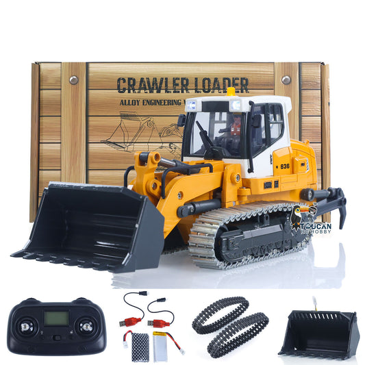 US Stock 1:50 RC Electric Lifting Tracked Loader LR636 2.4G Construction Vehicle Metal Bucket Tracks Ripper RTR Model Light Sound Battery