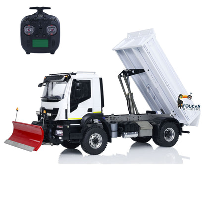 4*4 Metal 1/14 RC Hydraulic Dumper Truck Snow Blade Remote Control Tipper Cars Sound Light LED Assembled and Painted ESC Servo