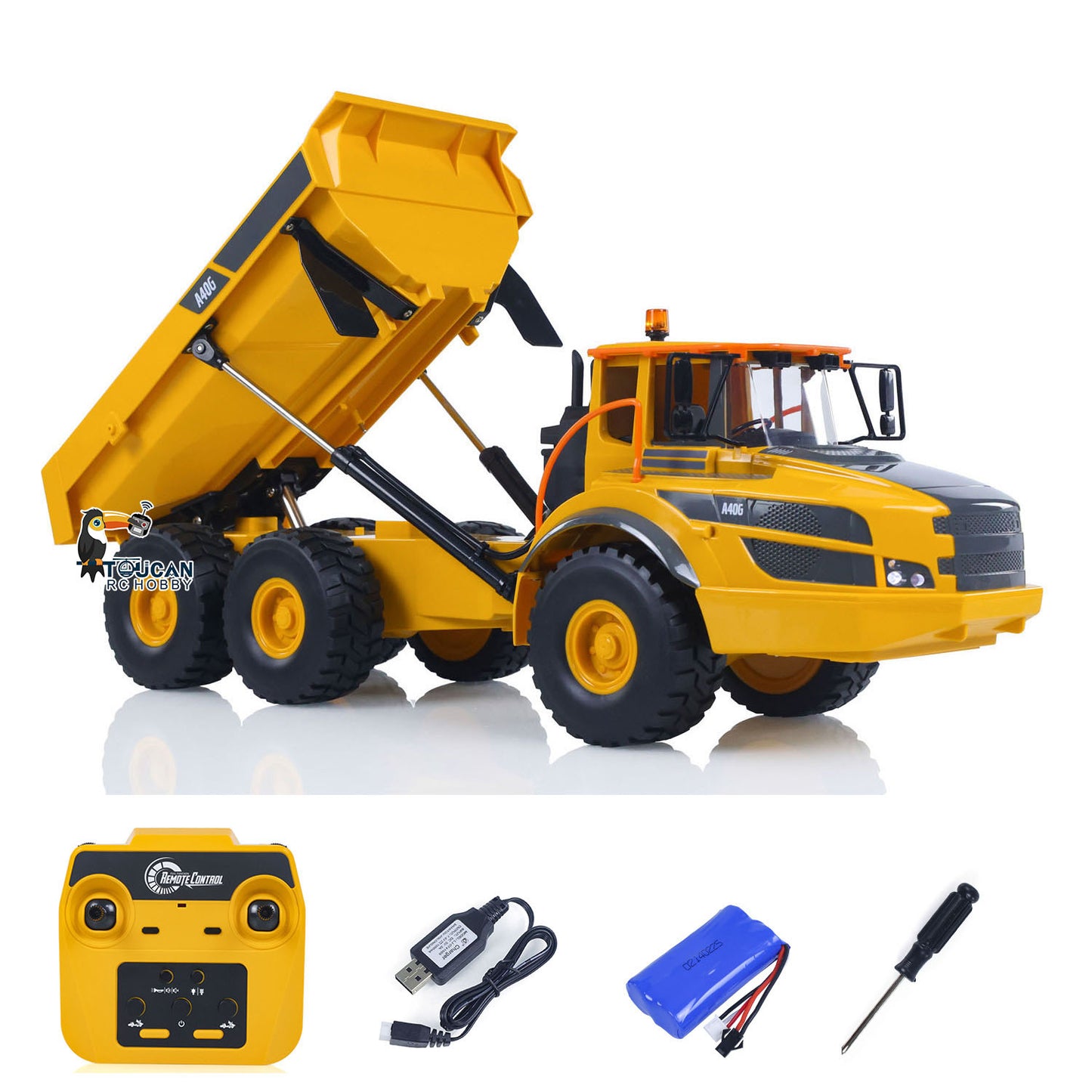 US Stock Plastic DoubleE E591 003 1/20 RC Articulated Dumper 6WD Electric Remote Control Truck VO Motor Battery USB Charging Cable RTR
