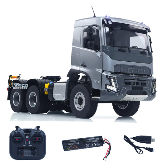 Double E 1/14 6X4 Remote Control Tractor Truck FMX RC Model Vehicle 2Speed Metal Gearbox Chassis Rail Openable Door HotRC Radio
