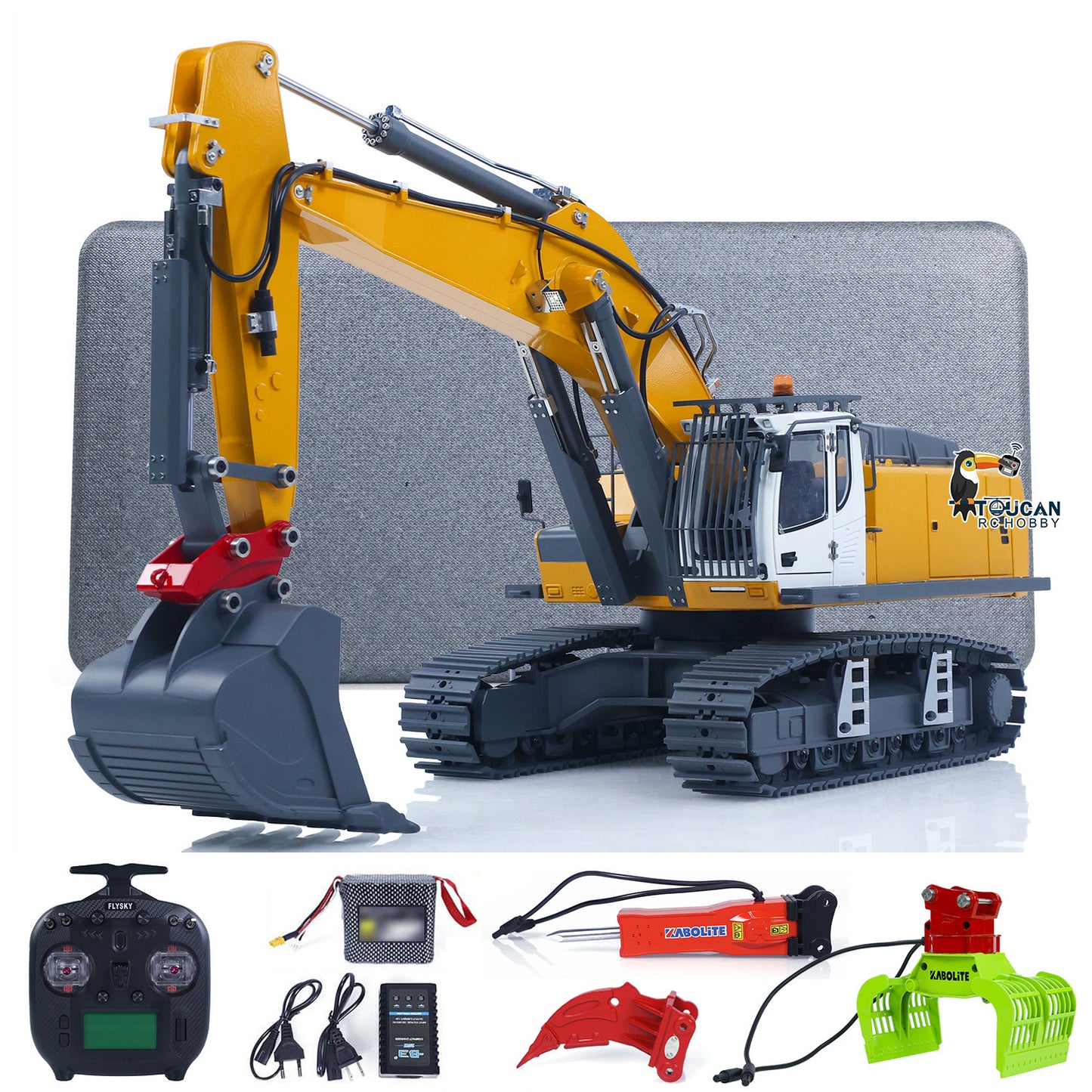 KABOLITE 1/18 K962 100S Remote Control Hydraulic Excavator RC Digger Electric Claw Ripper Hammer Construction Car Machine Toys