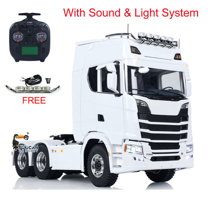 MD 1/14 6x6 Metal RC Tractor Truck 770S Remote Control Car Model 2 Speed Transmission Metal Chassis FlySky ST8  CNC Differential Lock Axles Sound Light Motor Servo ESC