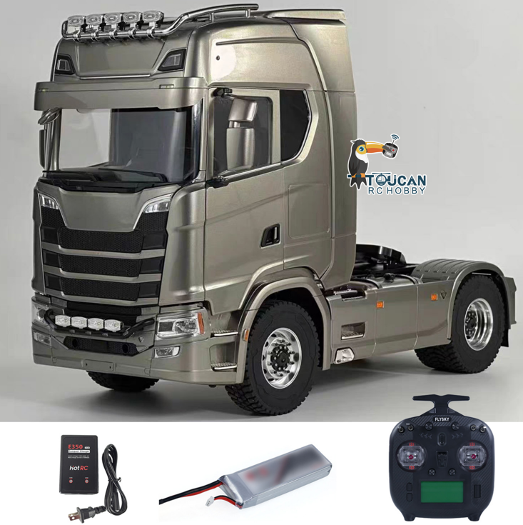 MODO 770S 1/14 Metal 4x4 RC Tractor Truck PNP/RTR 2 Speed Gearbox Differential Lock Axles Hobbywing 60A ESC Light Sound System for Lprry Vehicle Model Collectors