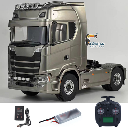 MODO 770S 1/14 Metal 4x4 RC Tractor Truck PNP/RTR 2 Speed Gearbox Differential Lock Axles Hobbywing 60A ESC Light Sound System for Lprry Vehicle Model Collectors