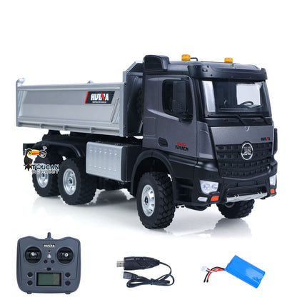 TOUCAN RC HOBBY HUINA 1598PRO 1/14 Metal Remote Control Dump Truck 6X6 Engineering Vehicle Electric RC Tipper Model Light Sound System Battery